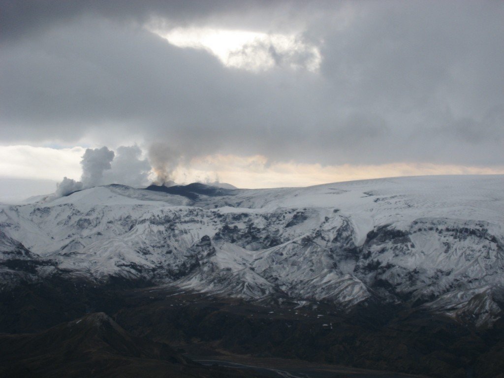 Photo from the volcanic eruption in Eyjafjallajokull in Iceland