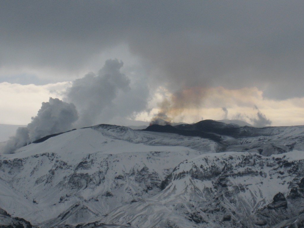 Photo from the volcanic eruption in Eyjafjallajokull in Iceland