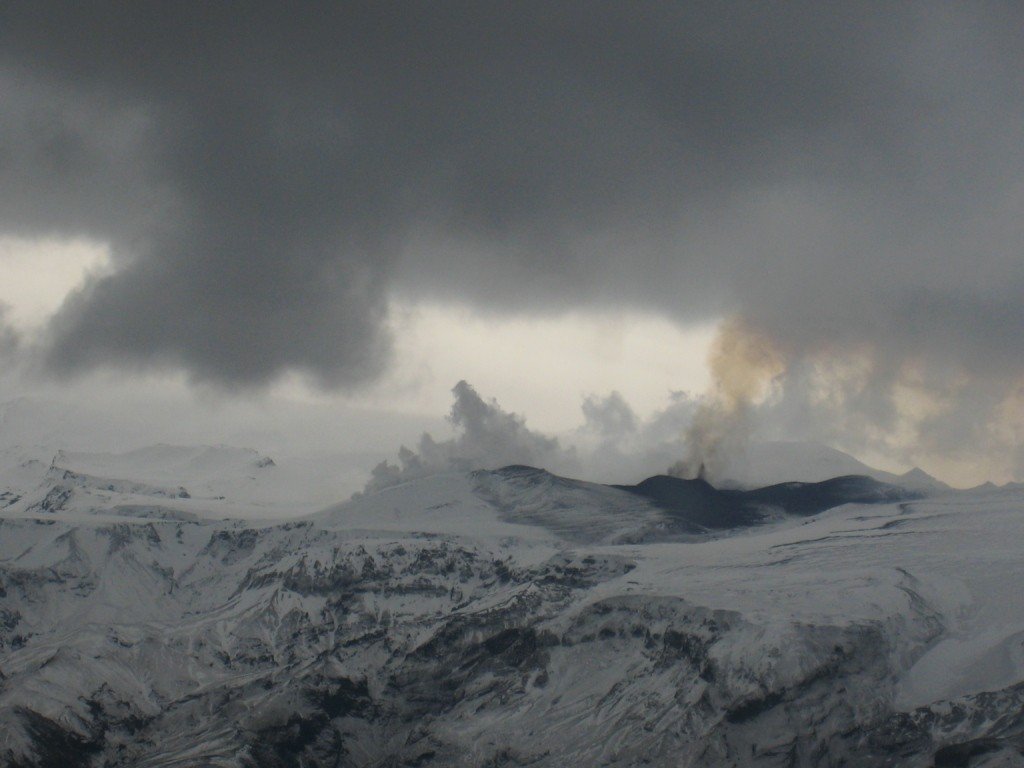 Photo from the volcanic eruption in Eyjafjallajokull in Iceland